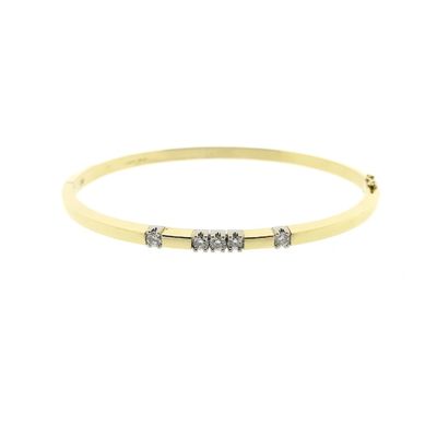 Image 1 of Gold slave bracelet with diamonds; Size M/L