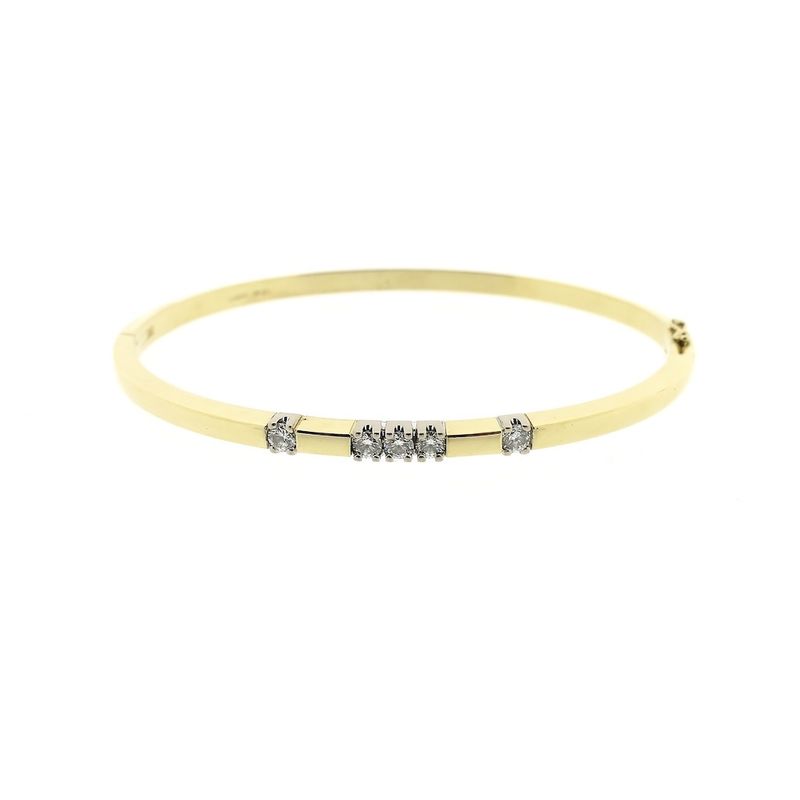 Image 1 of Gold slave bracelet with diamonds; Size M/L