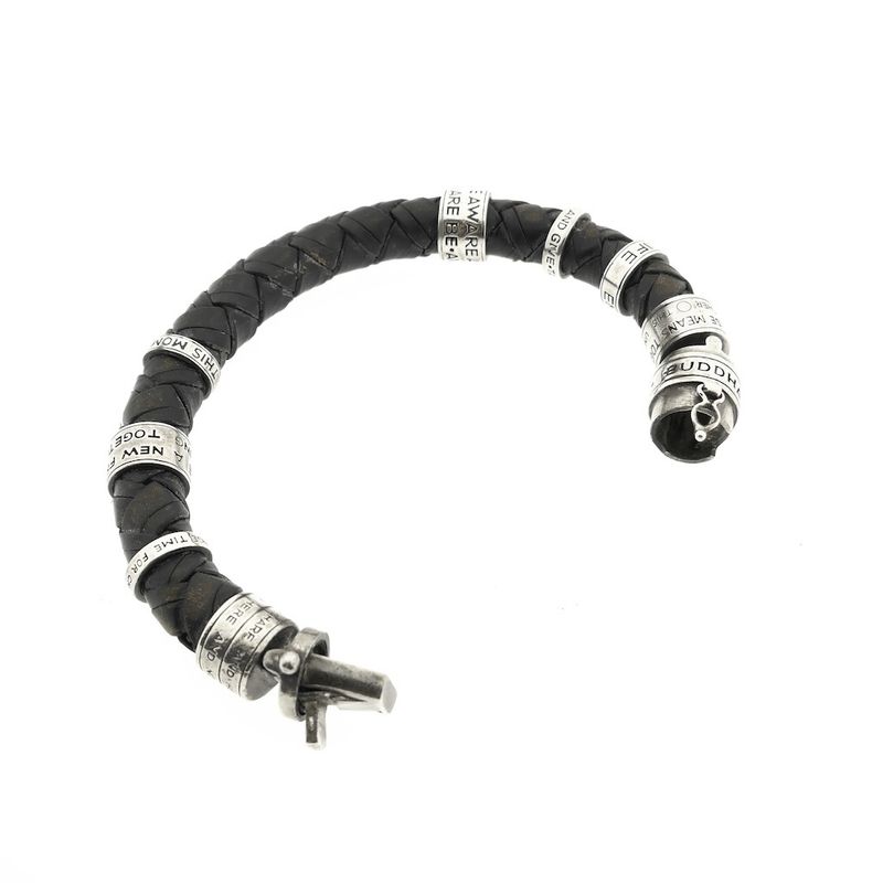 Image 7 of Silver leather Buddha to Buddha bracelet | 21 cm