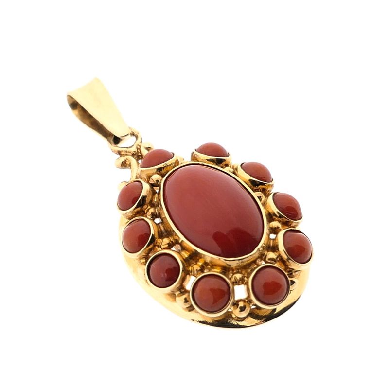 Image 4 of Gold pendant with blood coral