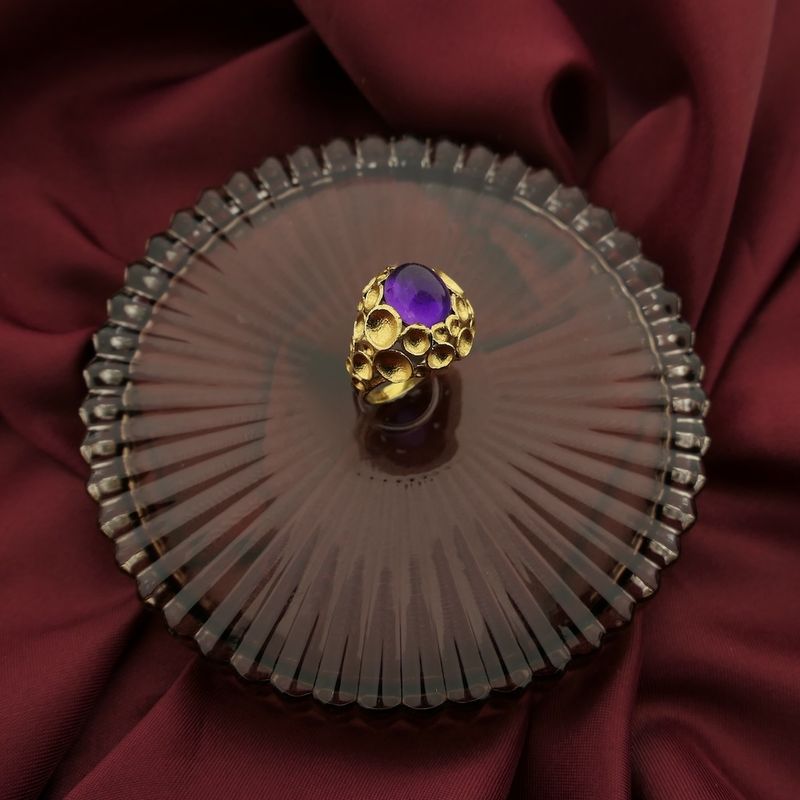 Image 2 of Gold cocktail ring with amethyst