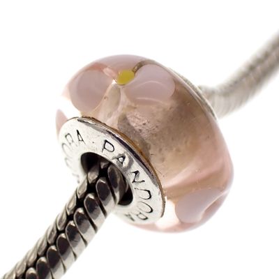 Pandora charm; Silver; Pink Glass Water Lily Image 2 of Pandora charm; Silver; Pink Glass Water Lily
