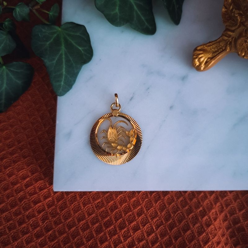Image 4 of Fabiola gold zodiac sign pendant; Scorpio.