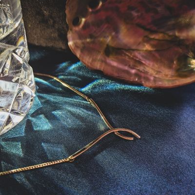 Gold flat cardano link chain with fixed pendant Image 2 of Gold flat cardano link chain with fixed pendant