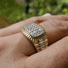 Image 11 of Two-tone gold Rolex President band ring with zirconia