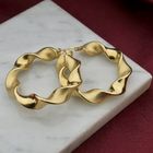 Image 2 of Gold spiral hoop earrings; Ø 45 mm