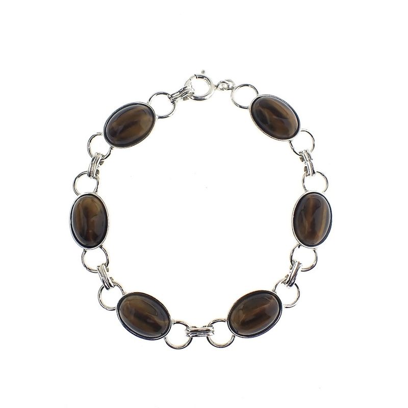 Image 3 of Vintage silver bracelet with tiger eyes | 20.5 cm