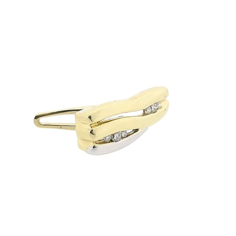 Image 7 of Bicolor Gold Earrings with Diamonds; 0.16 ct.