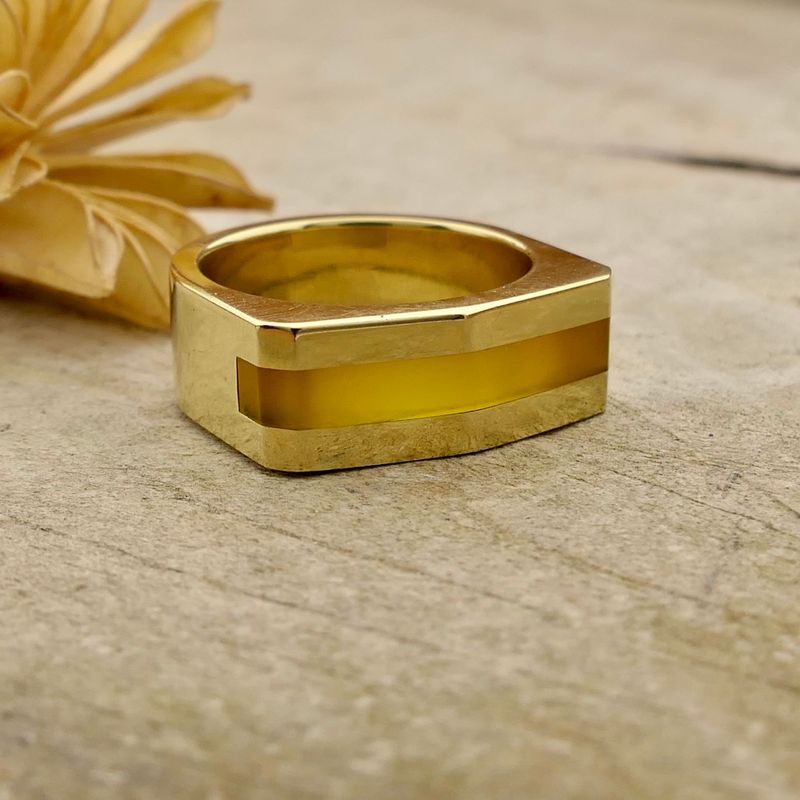 Image 2 of Gold ring with yellow moonstone