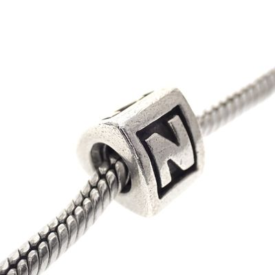 Image 2 of Pandora charm; Silver; Letter N