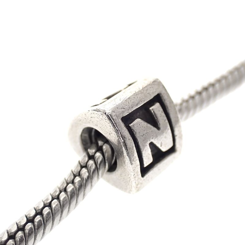 Image 2 of Pandora charm; Silver; Letter N