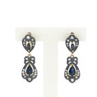 Image 1 of Gold/silver earrings with sapphire and diamond; Approx. 0.52 ct.