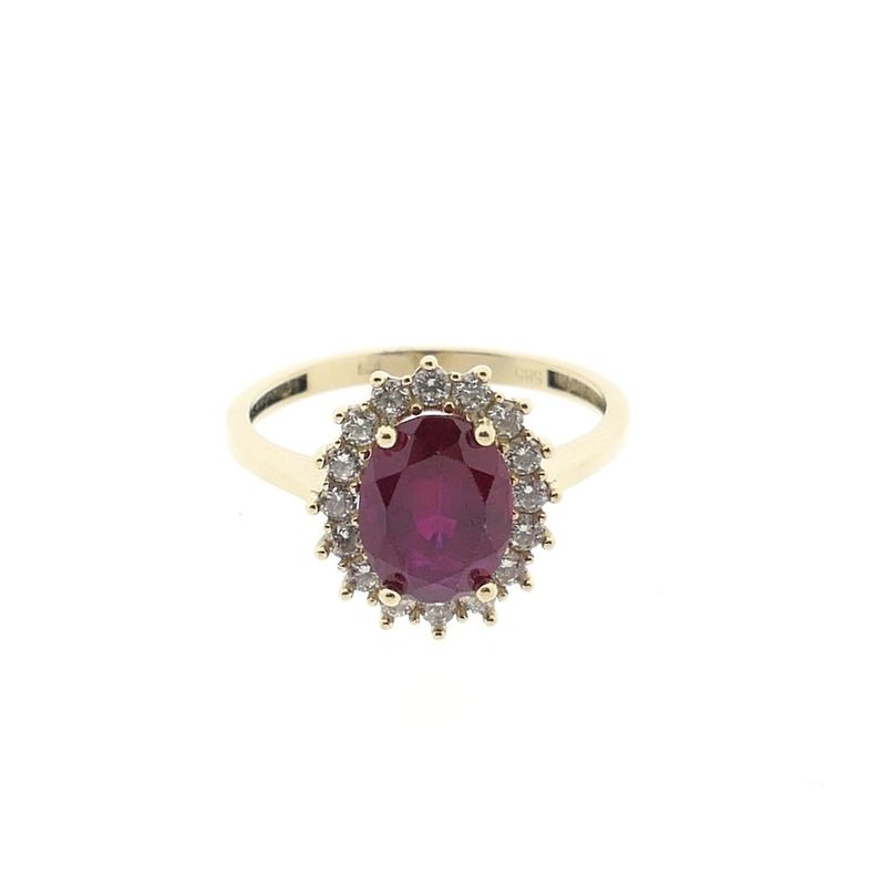 Image 3 of Gold ring with ruby ​​and zirconia | Vintage