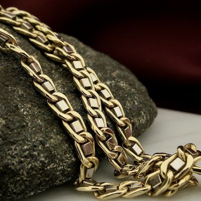 Image 2 of Gold long gourmet link necklace
