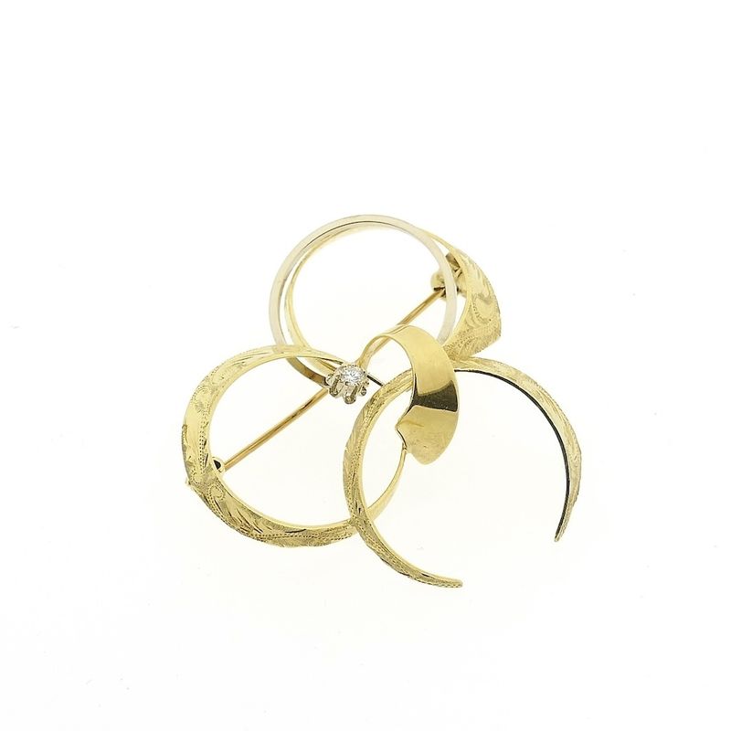 Image 3 of Two-tone gold brooch with diamond | 0.04 ct.