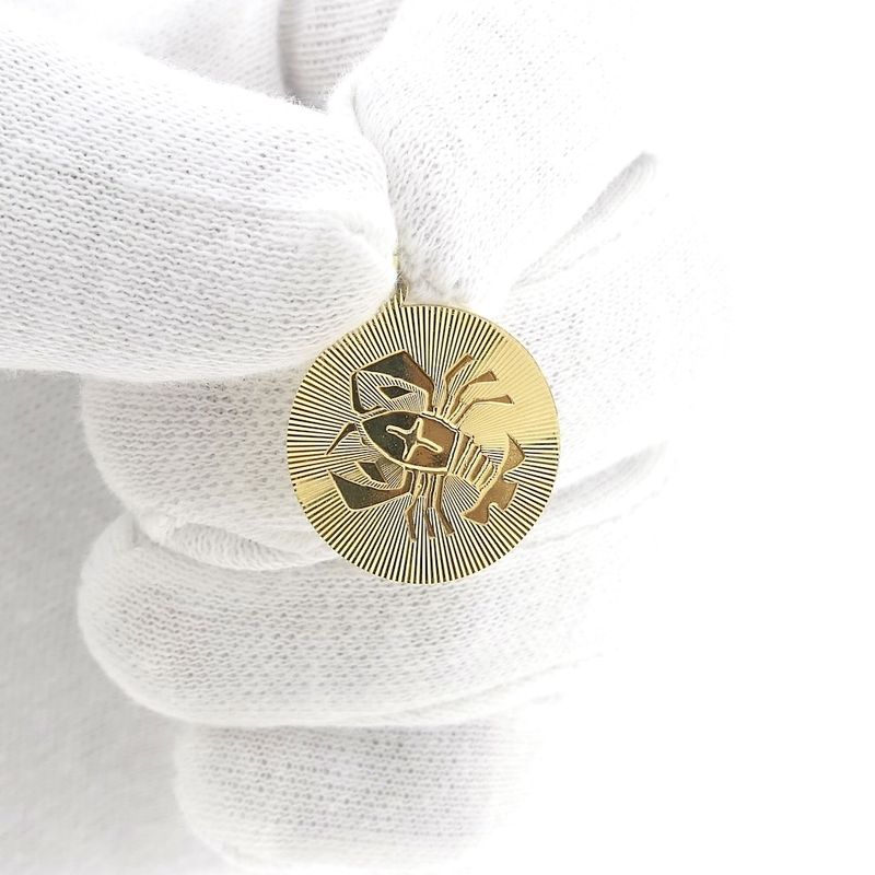 Image 9 of Gold zodiac sign pendant; Cancer