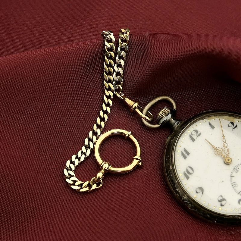 Image 7 of Two-tone gold watch chain; Chatelaine (for a pocket watch)