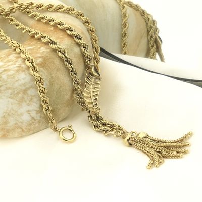 Image 2 of Gold twisted link chain with tassels | 48 cm