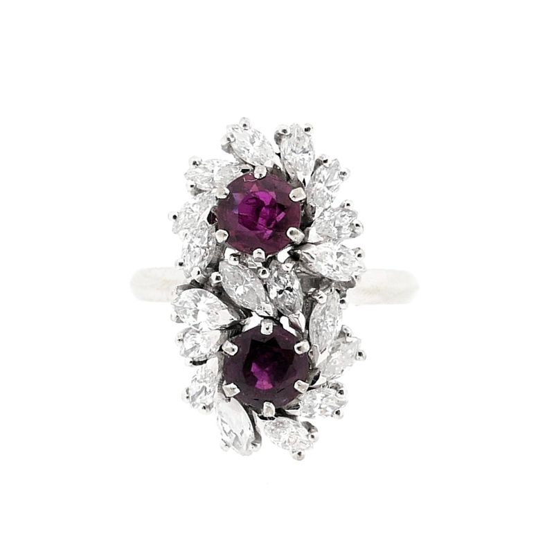 Image 3 of Exclusive white gold cocktail ring with ruby and diamond 0.72 ct.