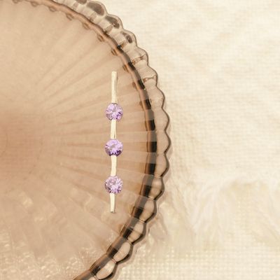 Image 2 of Silver pendant with purple zirconia stones