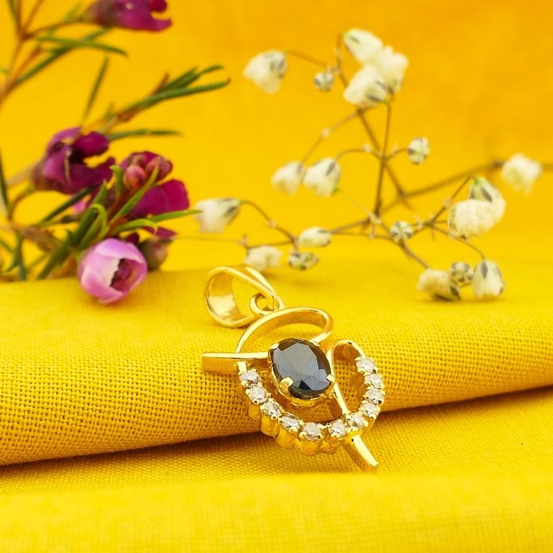 Image 8 of Gold pendant with sapphire and diamond 0.33 ct.