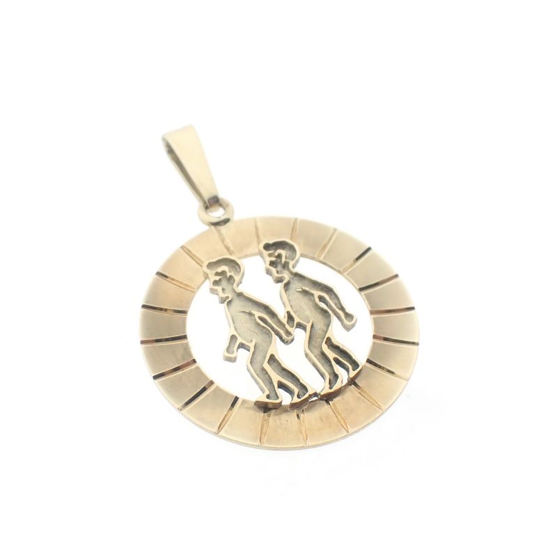 Image 6 of Gold zodiac sign pendant; Gemini