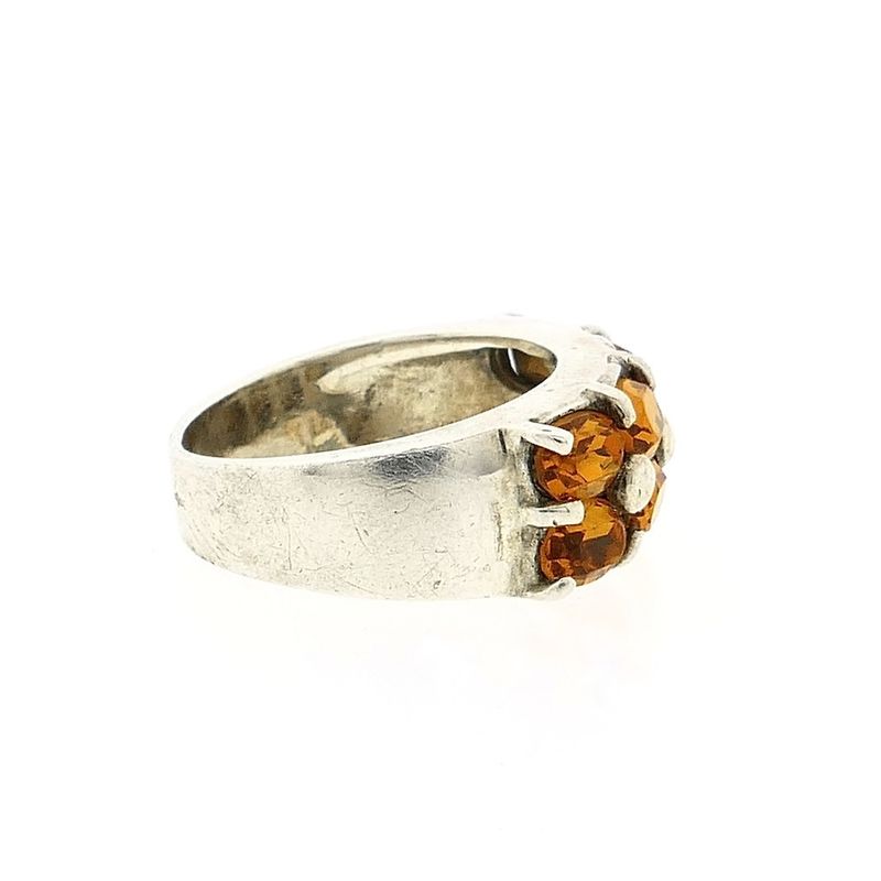 Image 8 of Biba silver ring with orange zirconia stones.