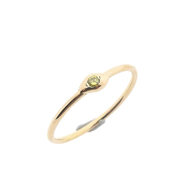 Image 1 of Rose gold solitaire ring with yellow diamond; 0.04 ct.