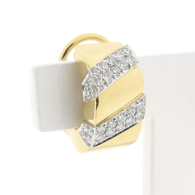 Image 4 of Gold stud earrings set with diamonds; 0.70 ct.
