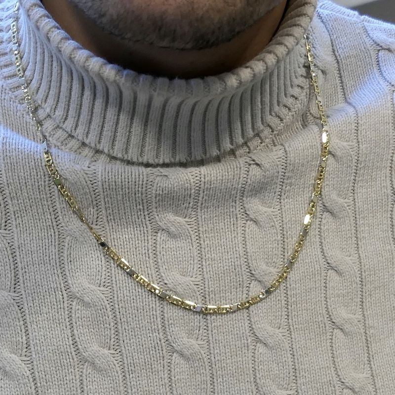 Image 8 of Two-tone gold navy link necklace; Men | 61 cm