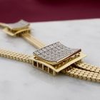 Image 2 of Gold Flat Snake Link Necklace with Zirconia