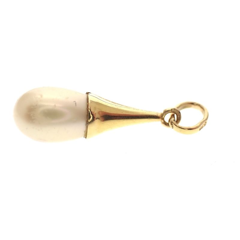 Image 3 of Gold solitaire pendant with artificial pearl