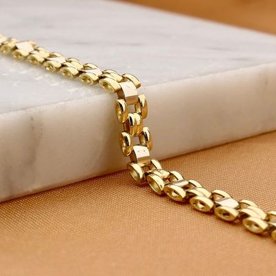 Afbeelding 2 van Bicolor gouden panterschakel armband 