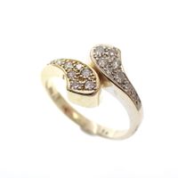 Two-tone gold pavé ring with diamonds; 0.34 ct.