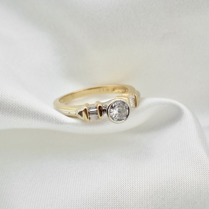 Image 6 of Two-tone gold ring with diamonds; 0.54