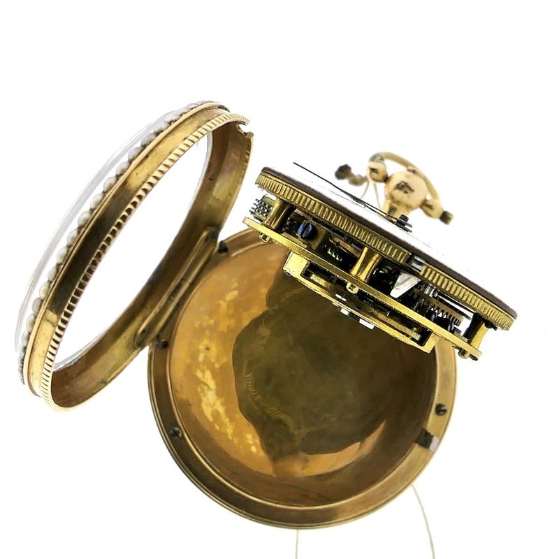 Image 2 of Antique 14k gold pocket watch; Verge Fusee escapement