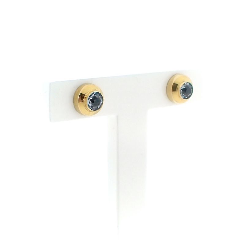 Image 3 of Gold stud earrings with topaz