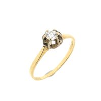 Diamond gold solitaire ring with zirconia