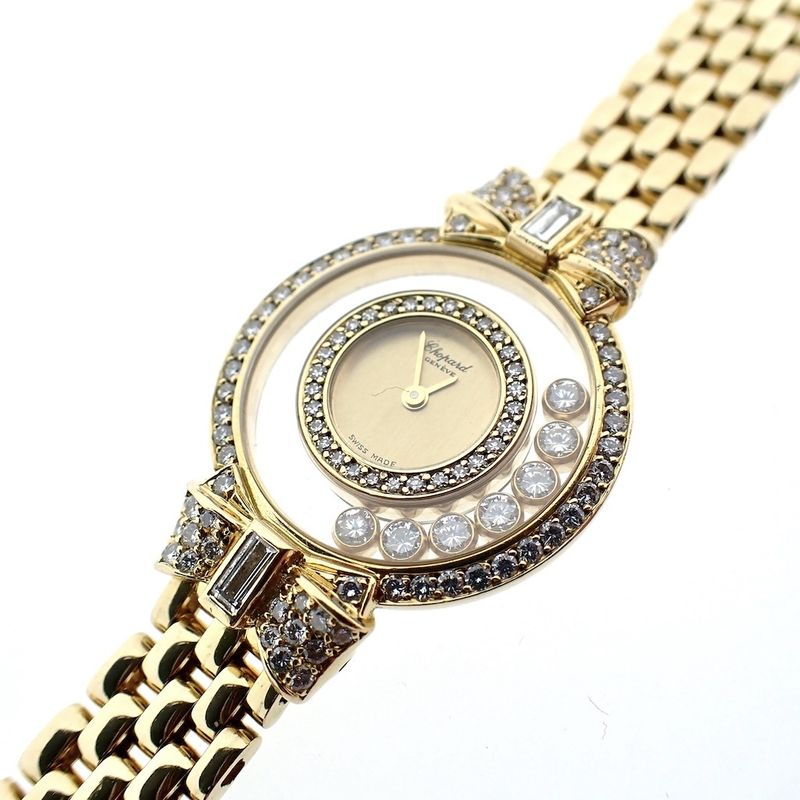 Image 1 of Chopard Happy Diamonds; Gouden dameshorloge met diamanten