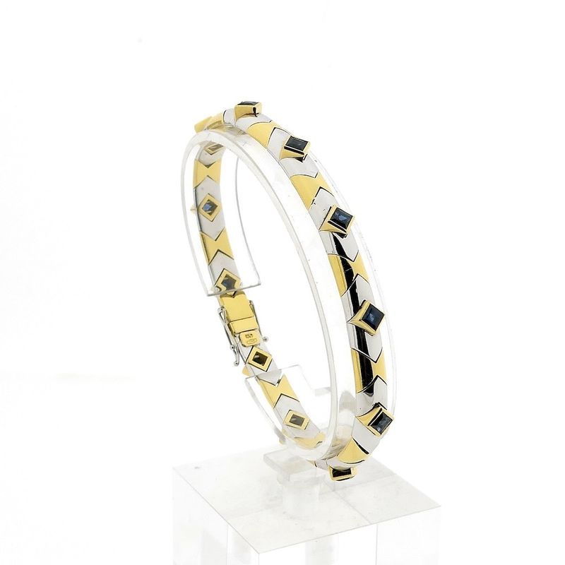 Image 1 of Two-tone gold fantasy bracelet with sapphire