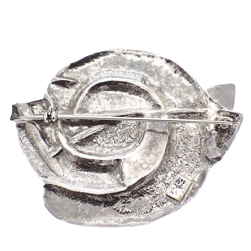 Image 5 of Large silver artistic brooch with amethyst | With gold plate