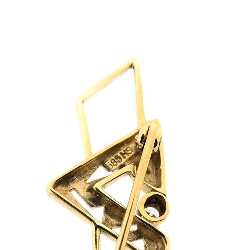 Image 5 of Gold abstract brooch with zirconia