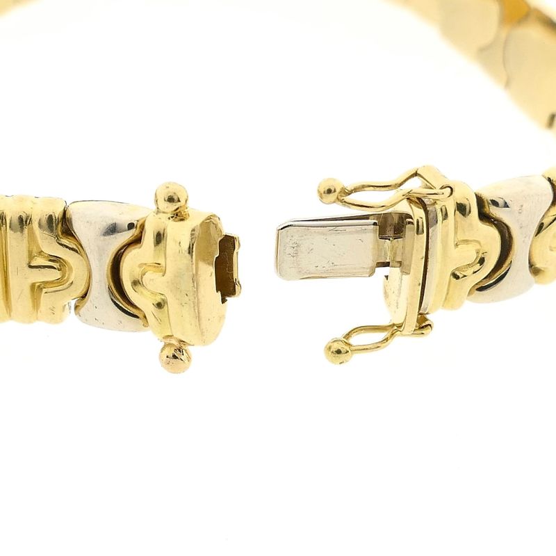Image 7 of Bicolor Gold Bracelet with Fantasy Links; 18 Karat; 20 cm
