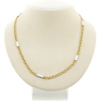 Two-tone gold navy link necklace 56.5 cm | Mioro