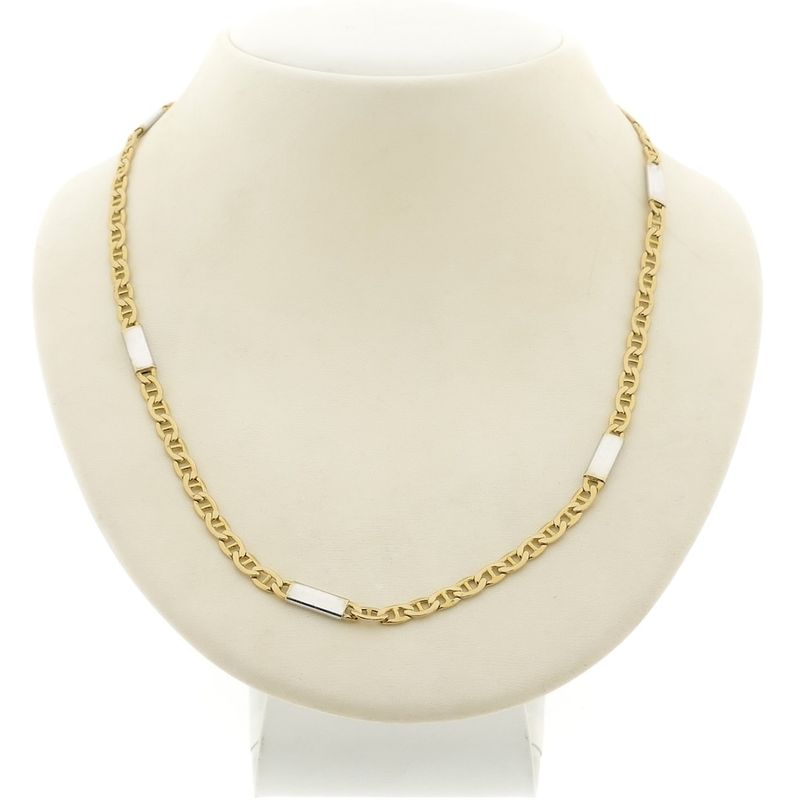 Image 1 of Two-tone gold navy link necklace 56.5 cm | Mioro