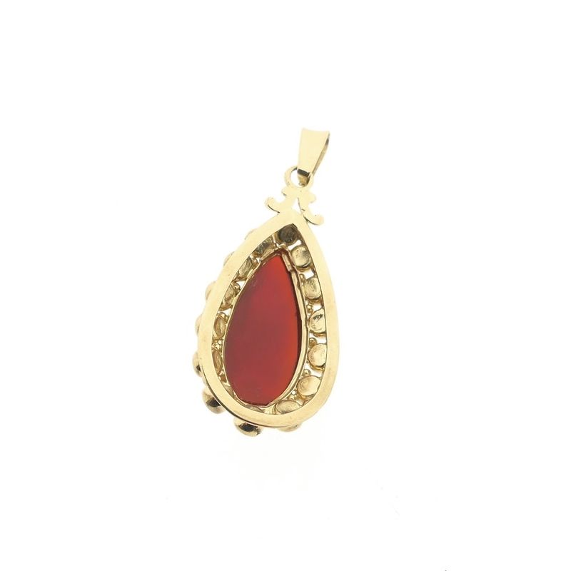 Image 2 of Vintage gold entourage pendant with carnelian