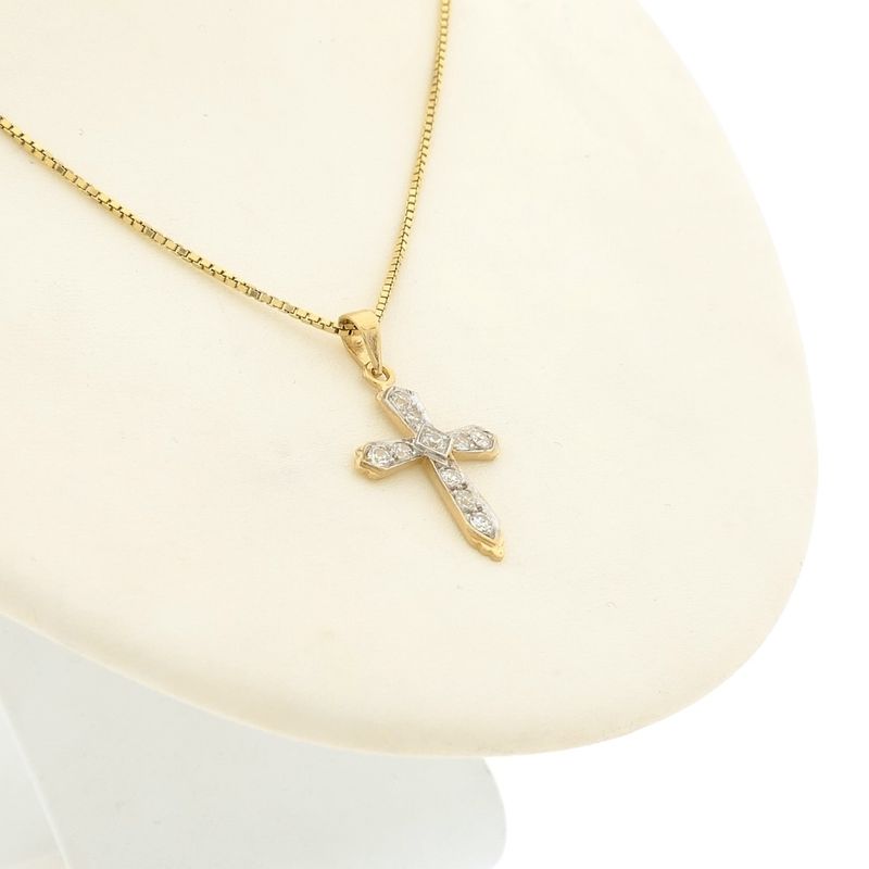 Image 5 of Gold cross pendant with zirconia