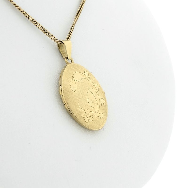 Image 8 of Vintage gold locket pendant; Floral design