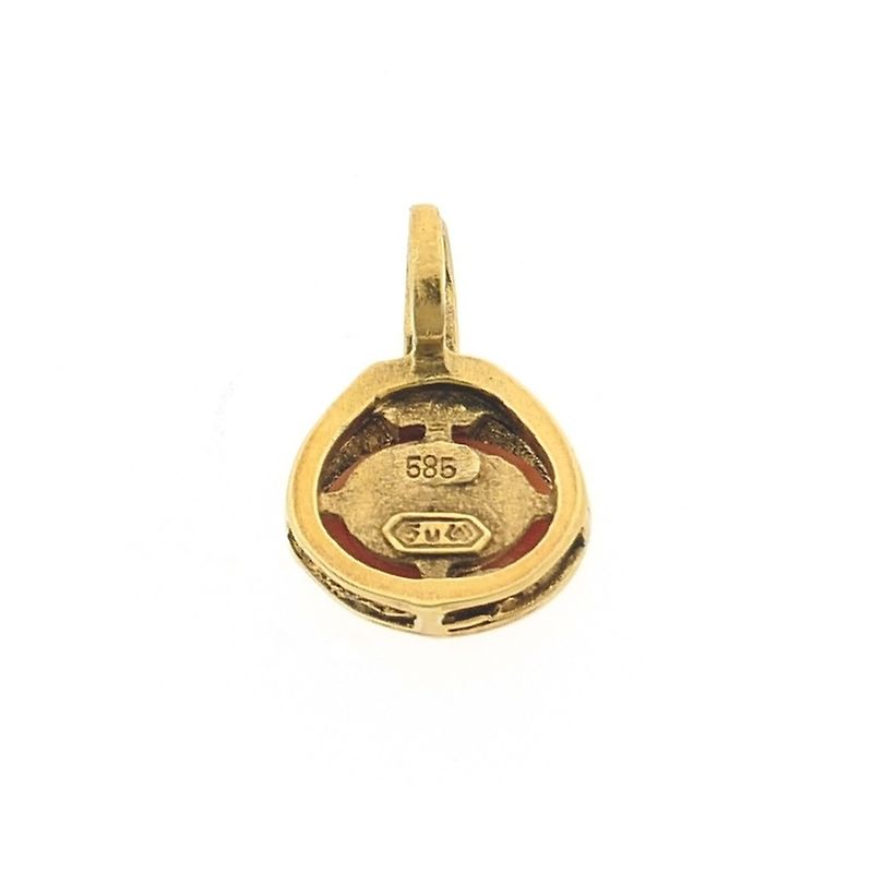 Image 4 of Gold pendant with red coral | Vintage