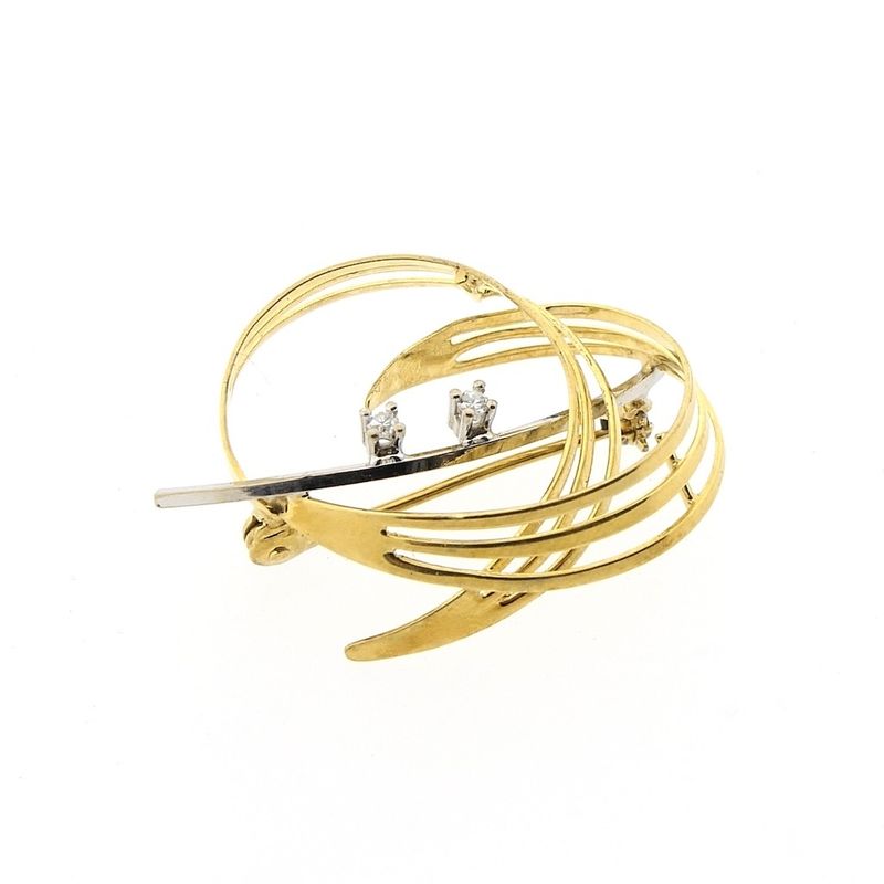 Image 2 of Two-tone gold fantasy brooch with diamonds; 0.02 ct.